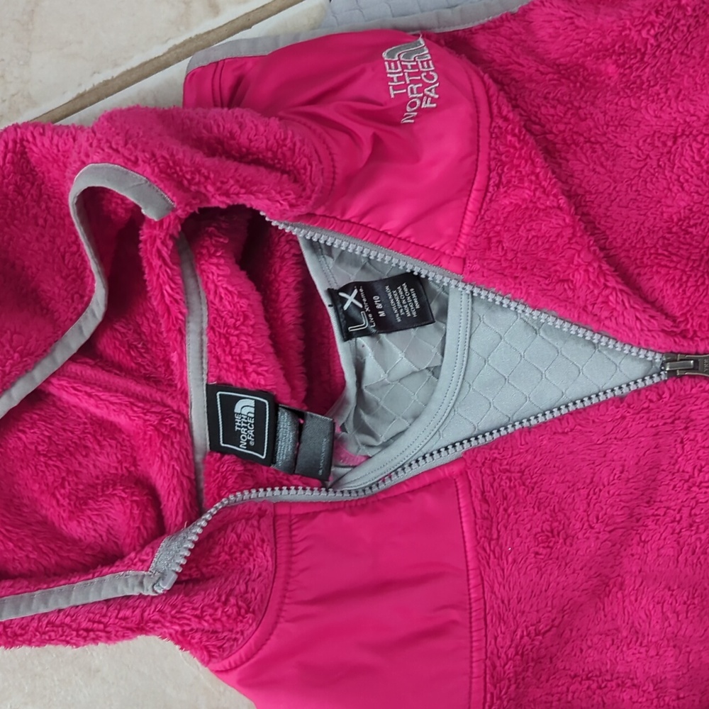 The North Face Kids Pink and Gray Hoodie Vest, Size Girls 10 - Picture 2 of 8